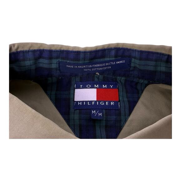 Tommy Hilfiger Shirt Mens Medium Khaki Button Down Oxford Crest Streetwear Y2K - Picture 14 of 15
